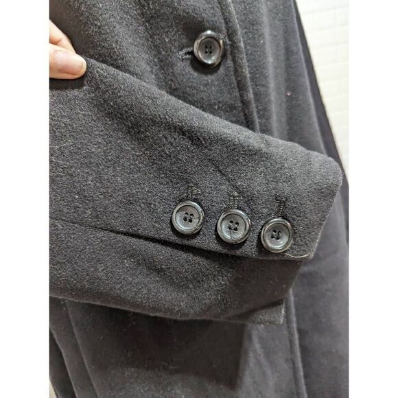 Worthington Women's Black Long-Sleeve Button-Front 100% Wool Long Coat Jacket La - Picture 4 of 6